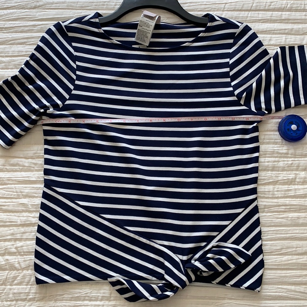 NWT Chico navy and white striped stretch top. No flaws!